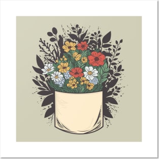 Large pocket with flowers Posters and Art